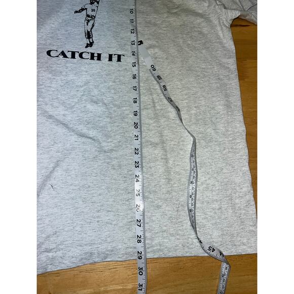 Vintage Baseball Shirt Trojan Baseball Fever Catch It Sports Graphic Gray Tee XL - Picture 8 of 8